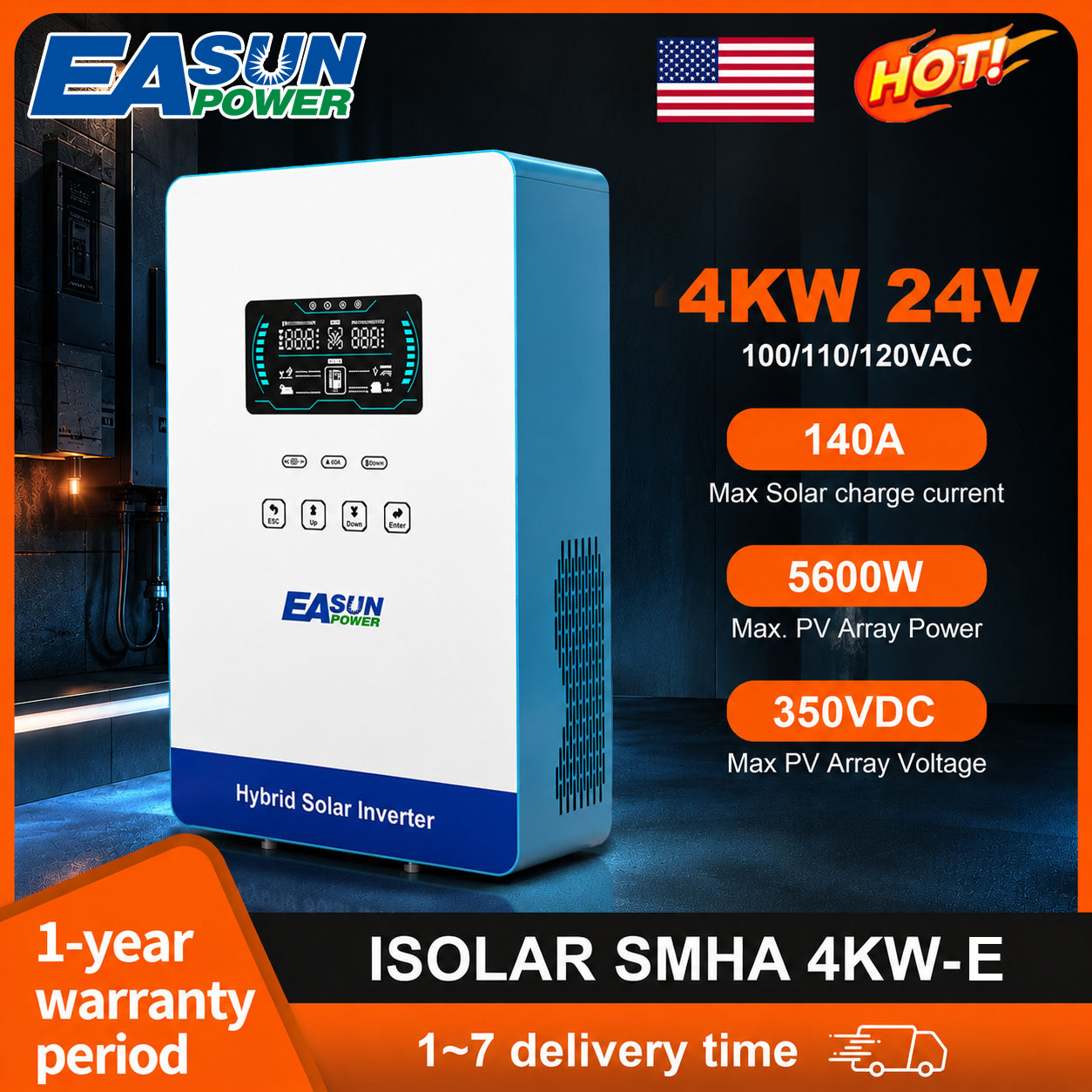 Grid Tie Inverter Limiter 2000W - EASUN POWER 4KW 120V Netzunabhängiger Solar-Wechselrichter